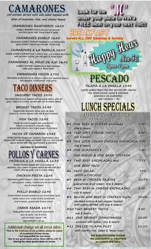 Miguelito's Mexican Restaurant menu in Hurst, Texas, USA
