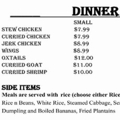 Island Paradise Jamaican Restaurant menu in Columbia, South Carolina, USA