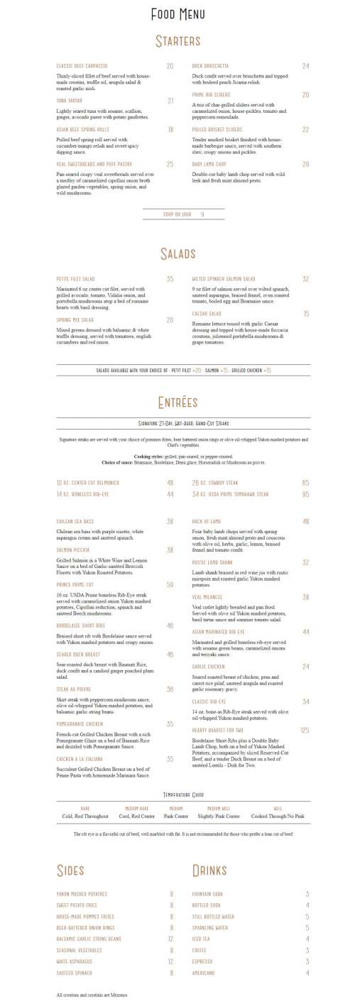 River 978 Banquet Hall menu in Lakewood, New Jersey, USA