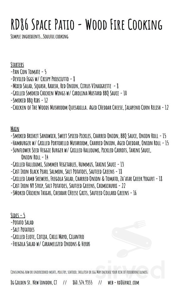 RD86 Space menu in New London, Connecticut