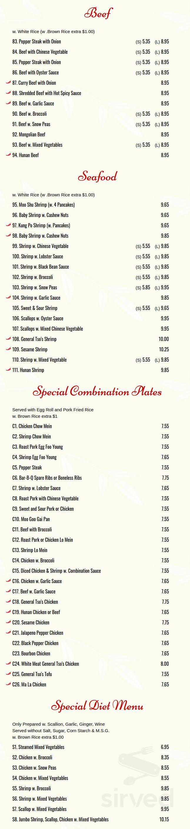 Chinatown Kitchen menu in Hanover, Pennsylvania