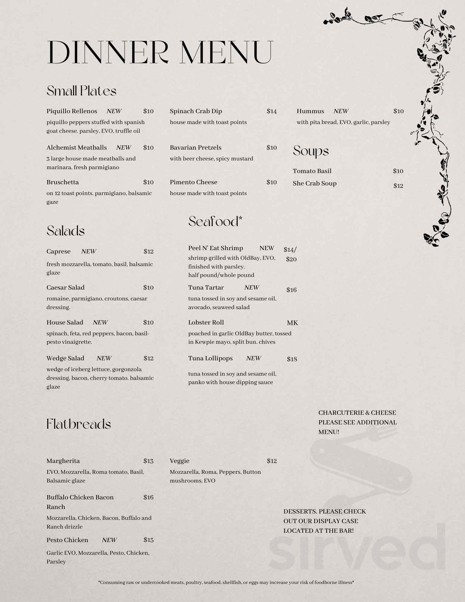 Alchemist Beverage Co. Market & Restaurant Wine & Beer menu in Mt Pleasant, South Carolina, USA