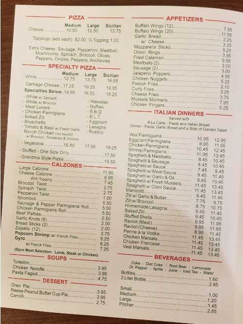 Port Jervis Brick Oven Pizza menu in Port Jervis, New York, USA