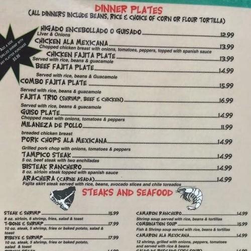 La Esperanza Mexican Restaurant menu in Odessa, Texas, USA