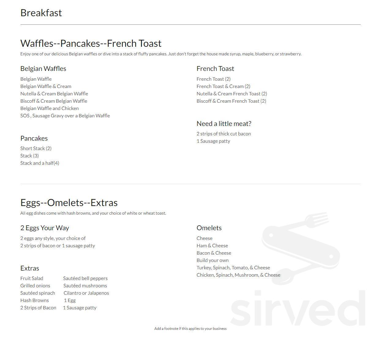 Big O's Simply Delicious menu in Granbury, Texas, USA