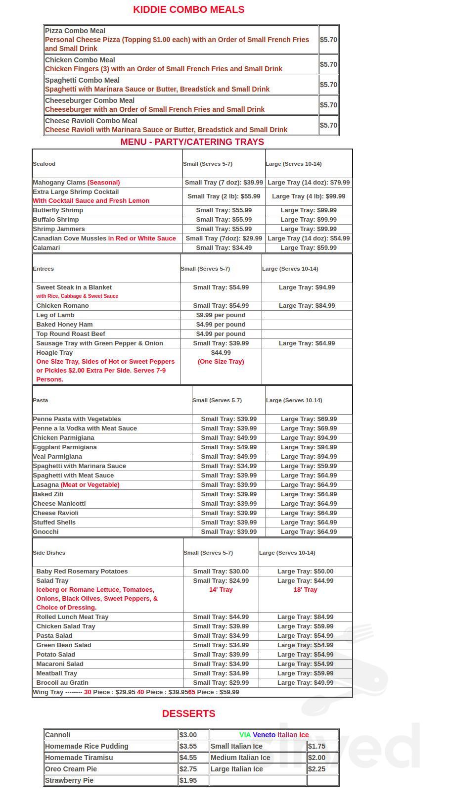 Venice Pizza and Pasta menus in Lancaster, Pennsylvania, United States