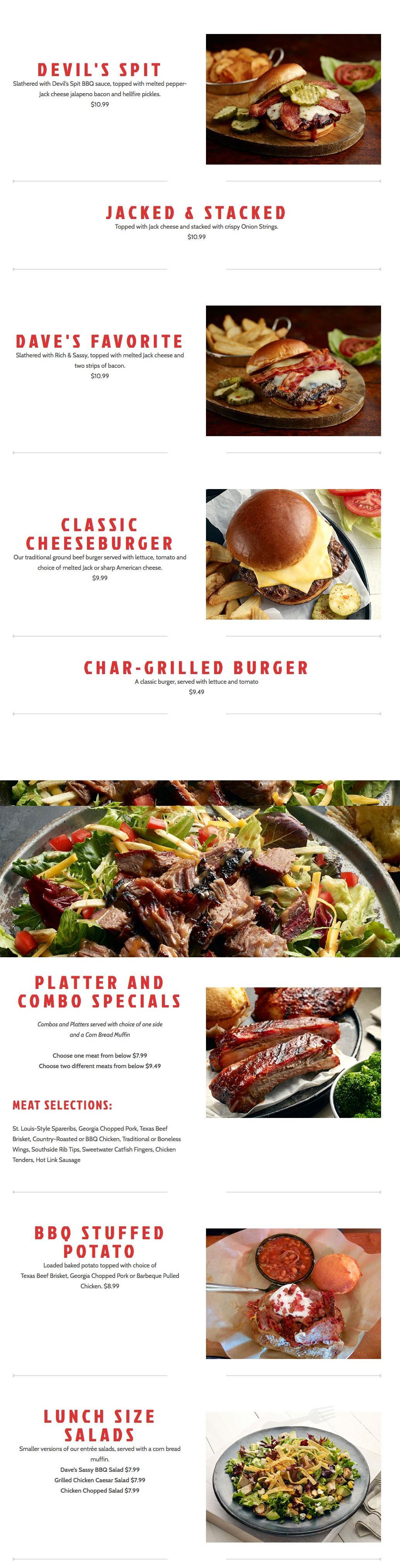 Menu - Colorado Springs CO's Famous Dave's Bar-B-Que | Sirved