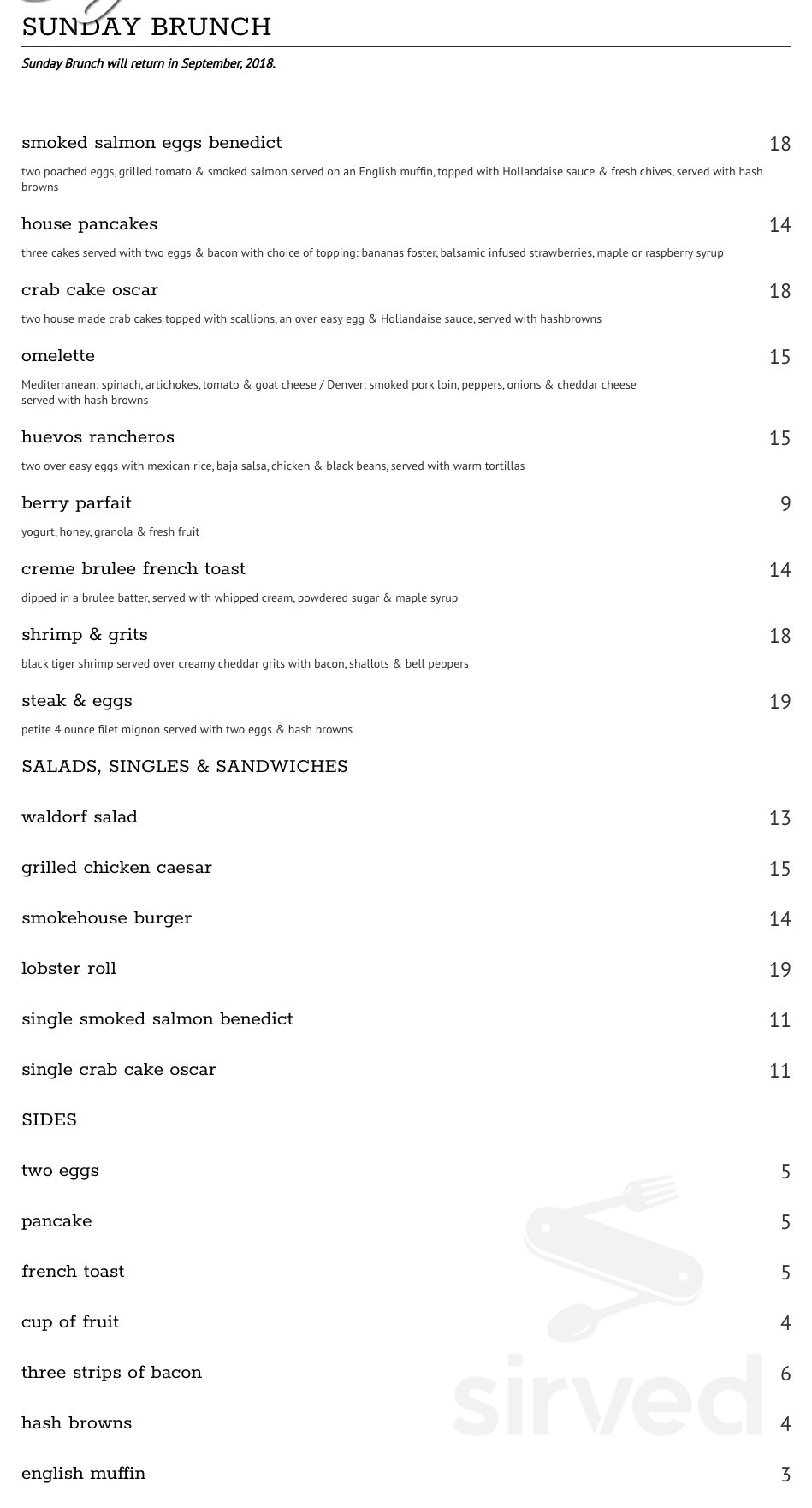 Menu for Sky's Restaurant in Grand Forks, ND | Sirved