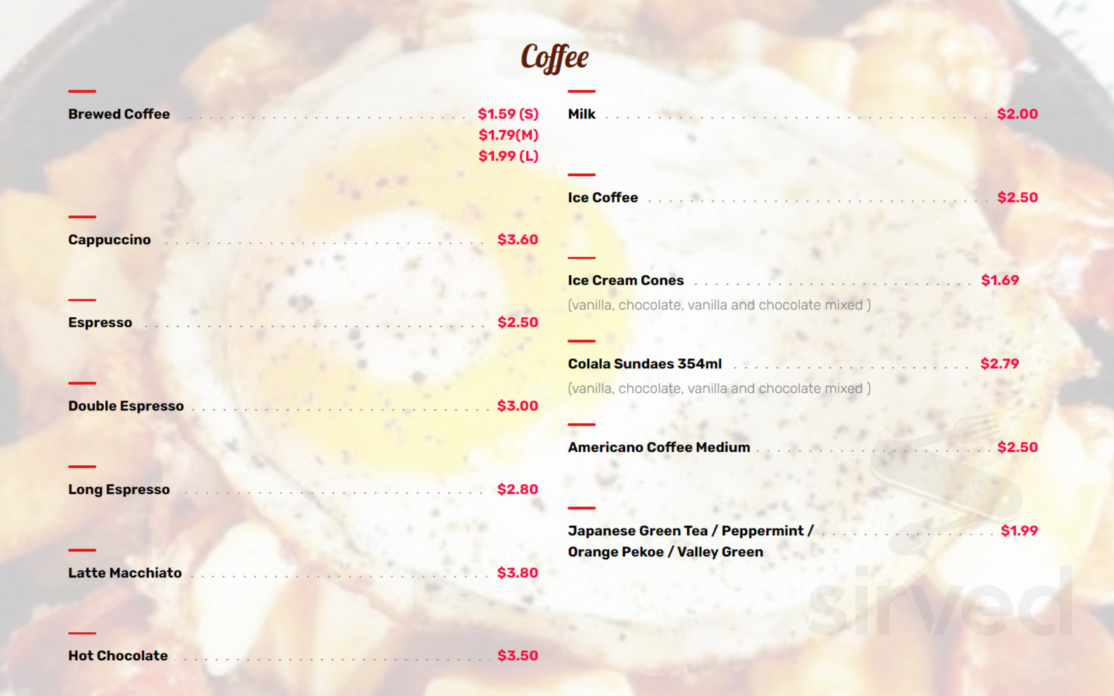 Colala Poutine & Bar menu in Beaverton, Ontario, Canada