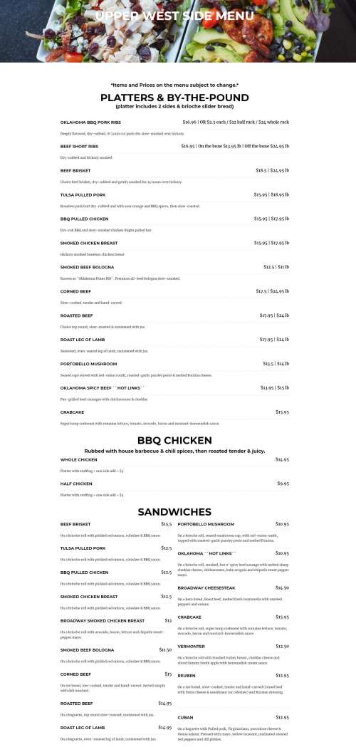 Au Jus menu in New York, New York, USA