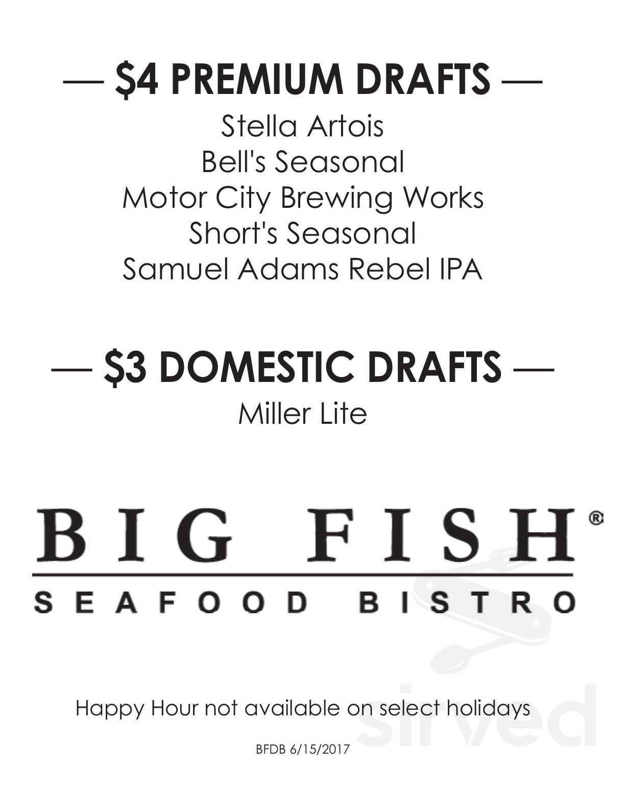 Charley's Crab menu in Grand Rapids, Michigan, USA