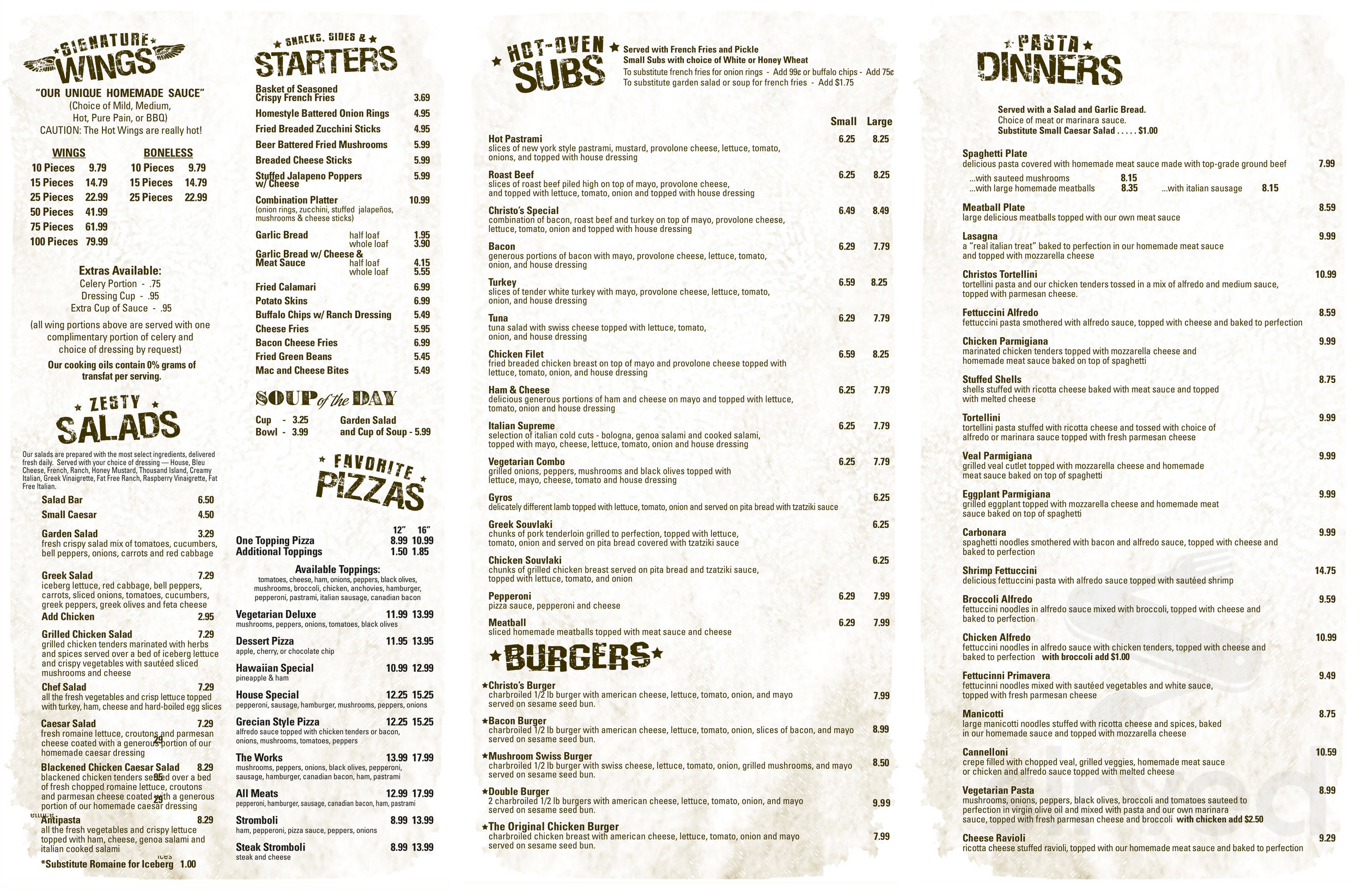 Christo's Original menu in Lexington, North Carolina, USA