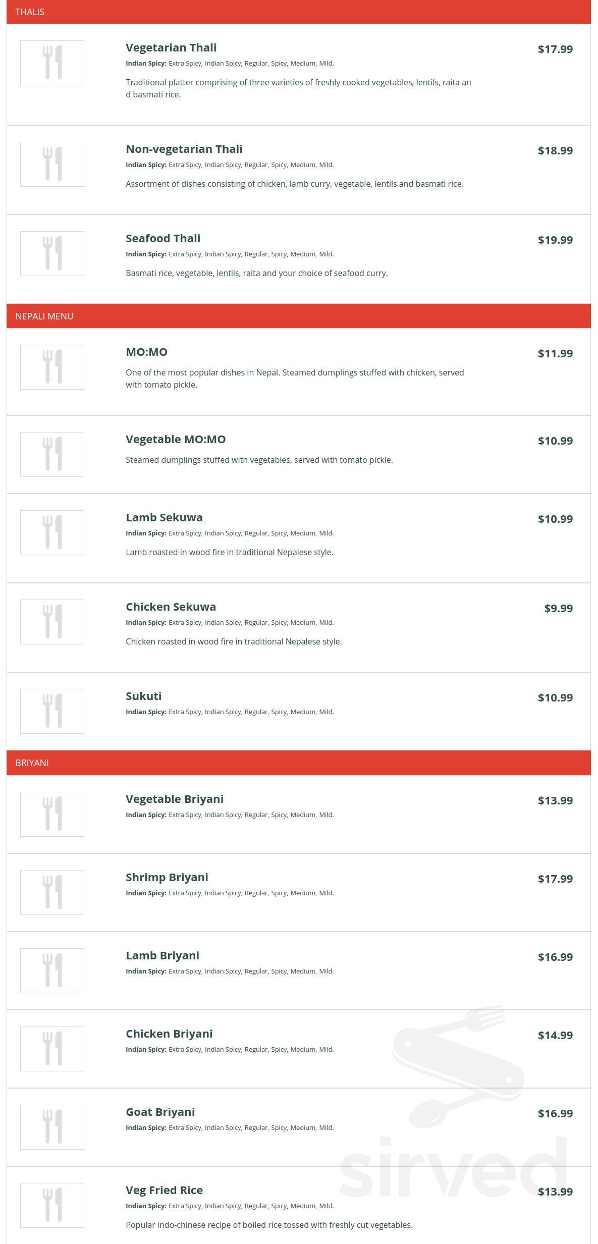 Khana Indian Bistro menu in Hershey, Pennsylvania