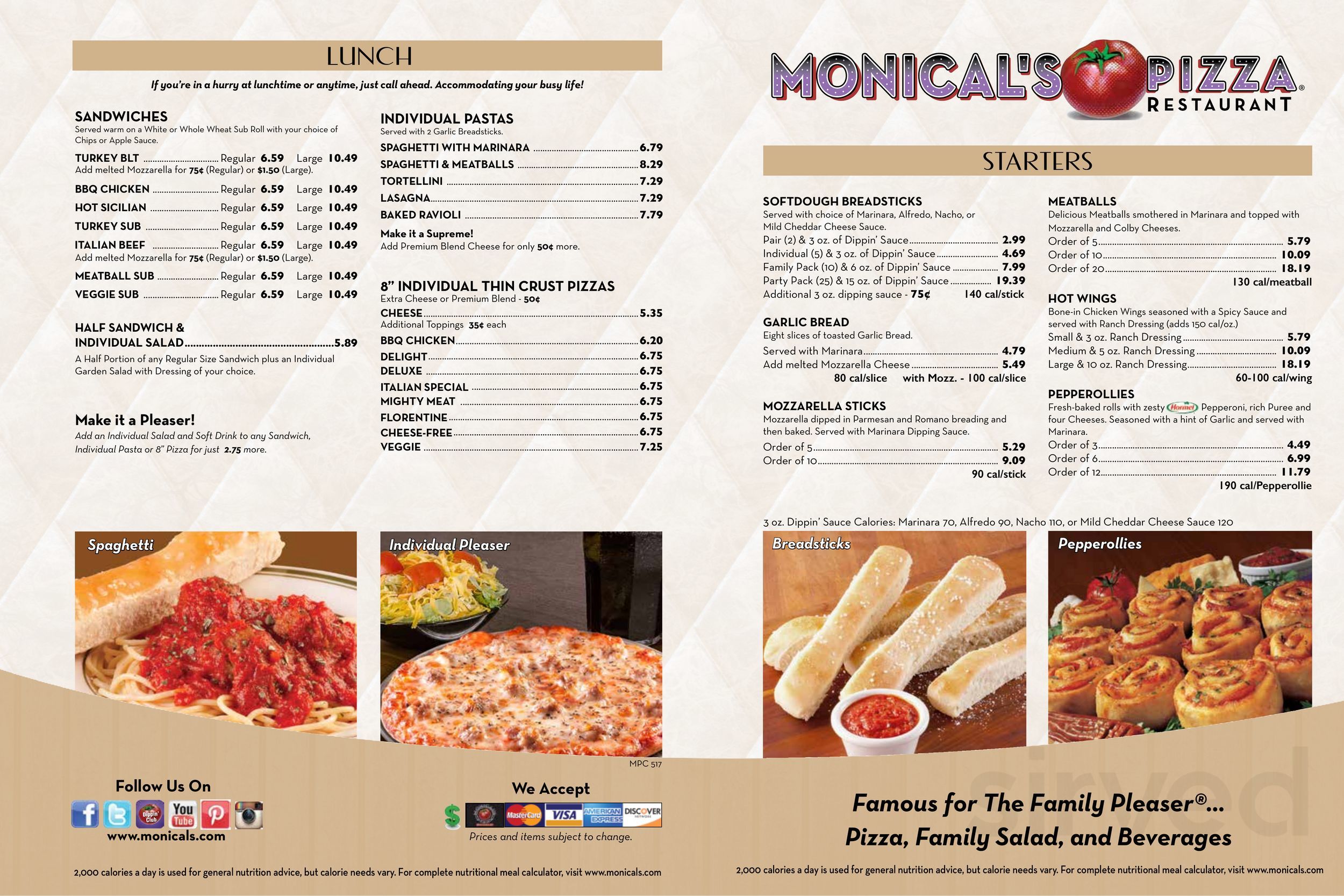 Monical's Pizza of Terre Haute Towne South Center menu in Terre Haute