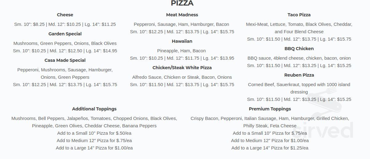 Menu Toledo OH's Shawn's Irish Tavern Sylvania Sirved