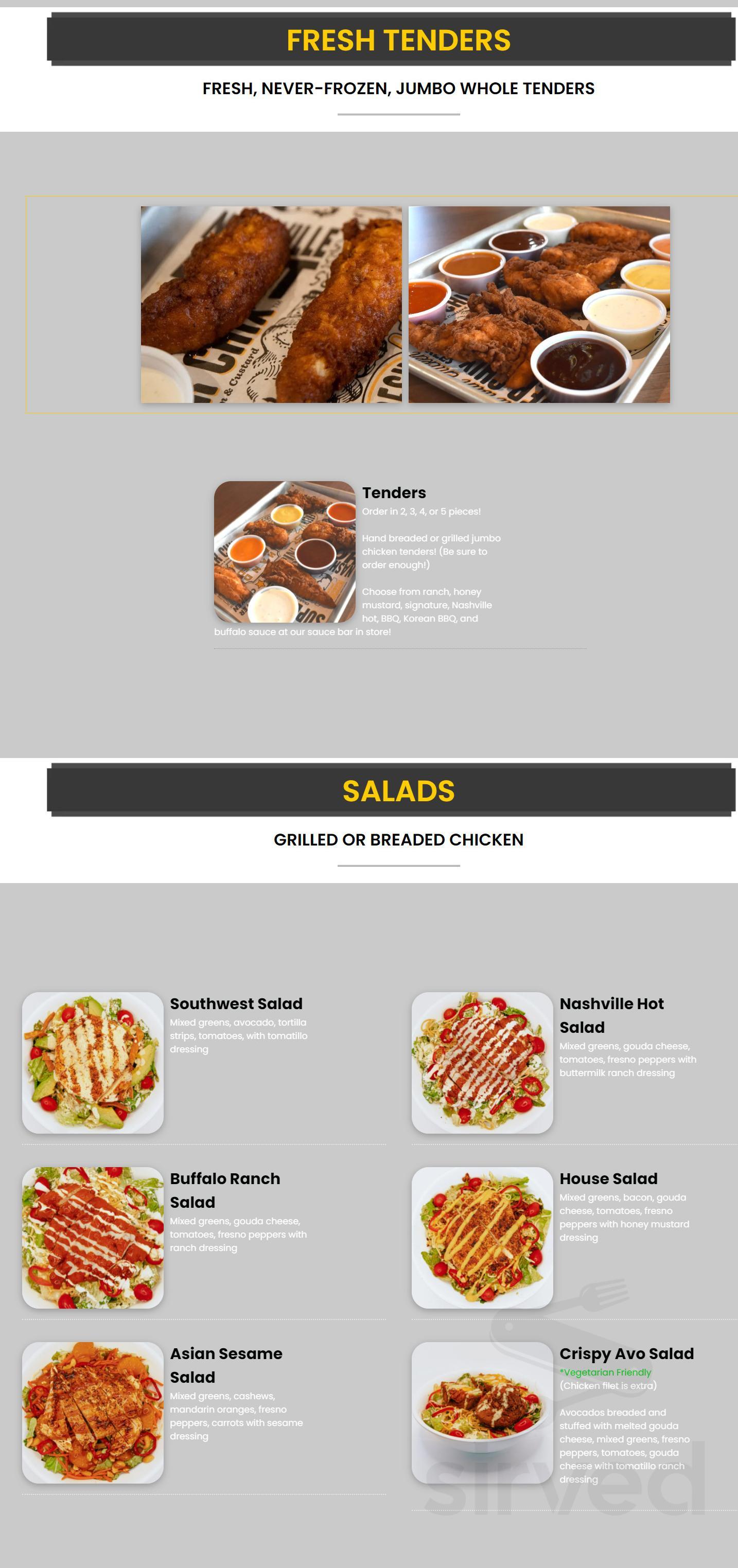 Super Chix menu in Frisco, Texas, USA