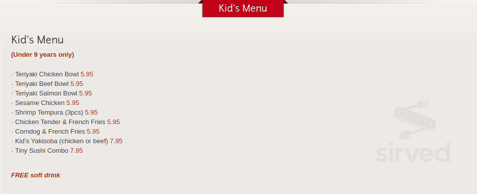 One Sushi Grill Menu In Murrieta California Usa