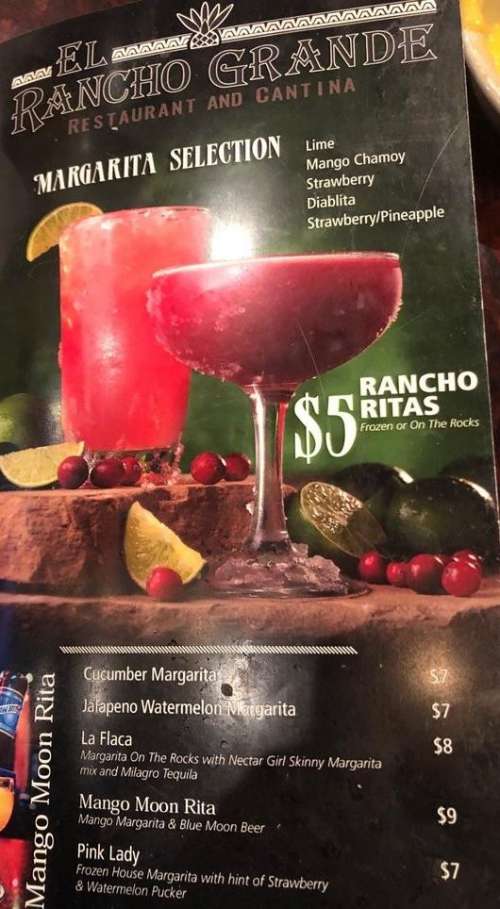 El Rancho Grande Mexican Restaurant and Cantina menu in San Juan, Texas ...