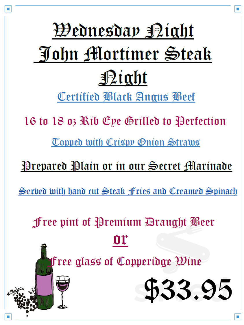 Menu Massapequa NY's Corner Galley Sirved