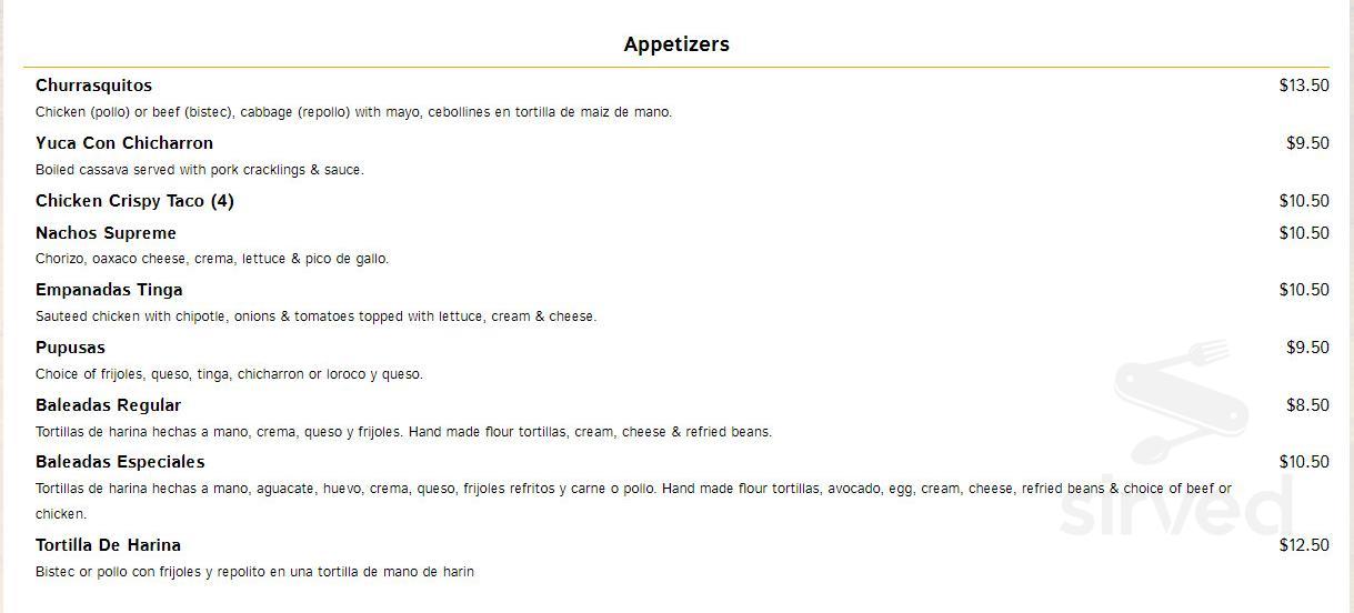 Rio Dulce Mexican Restaurant & Bakery menu in Lansdale, Pennsylvania, USA