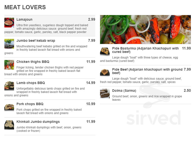 Lamajoun menu in Richmond, British Columbia