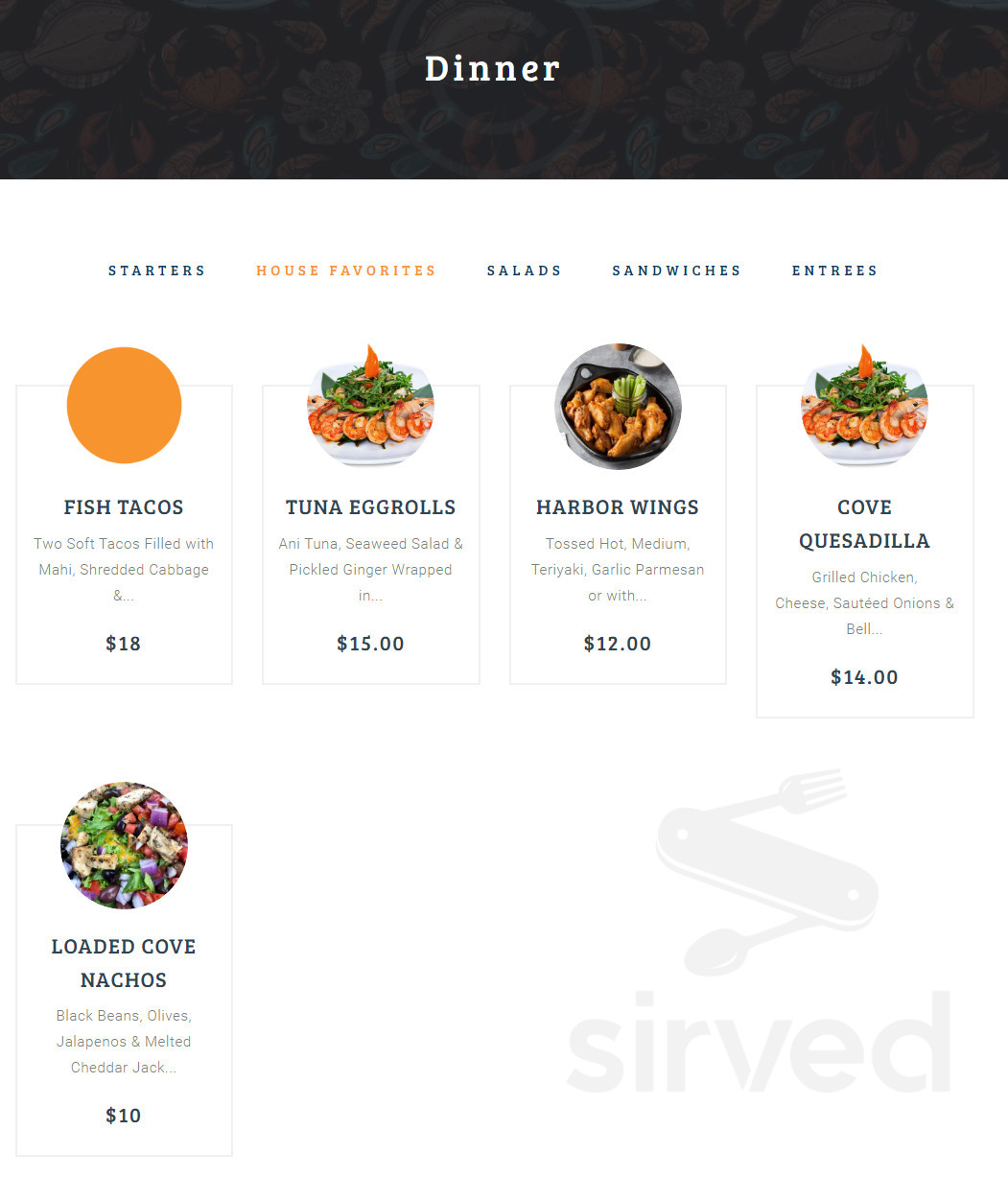 Harborcove Seafood Bar & Grill menu in Fort Pierce, Florida, USA