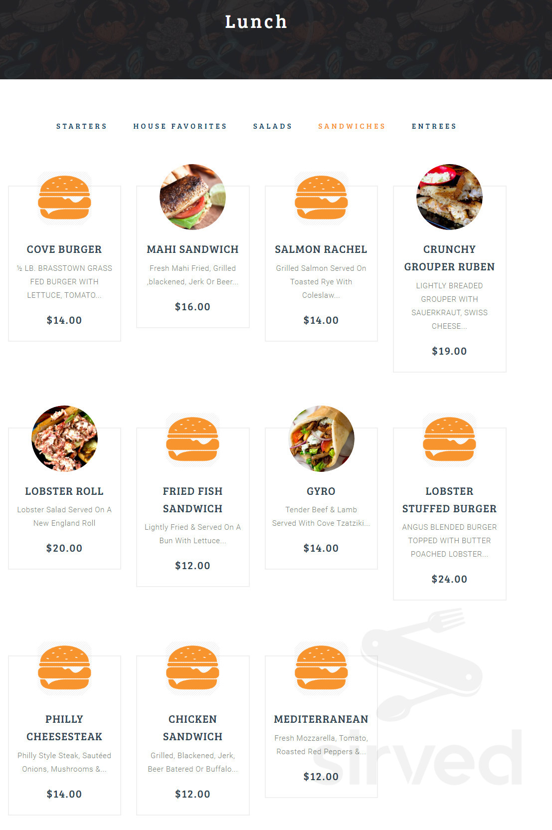 Harborcove Seafood Bar & Grill menu in Fort Pierce, Florida, USA