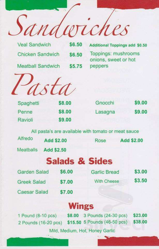 Il Bistro Cafe & Pizzeria menu in Newmarket, Ontario