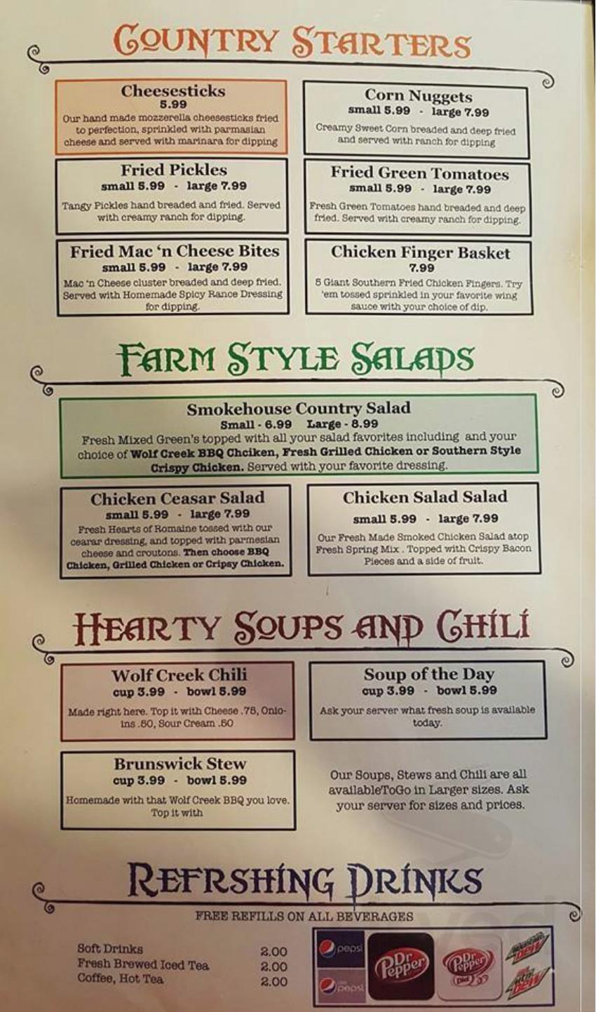 The Smokehouse Country Grill menus in East Ellijay, Georgia, United States