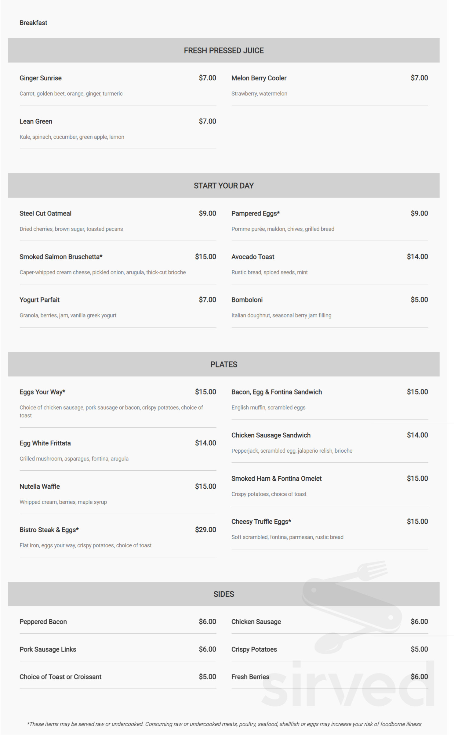 Dean's Italian Steakhouse menu in Charlotte, North Carolina, USA