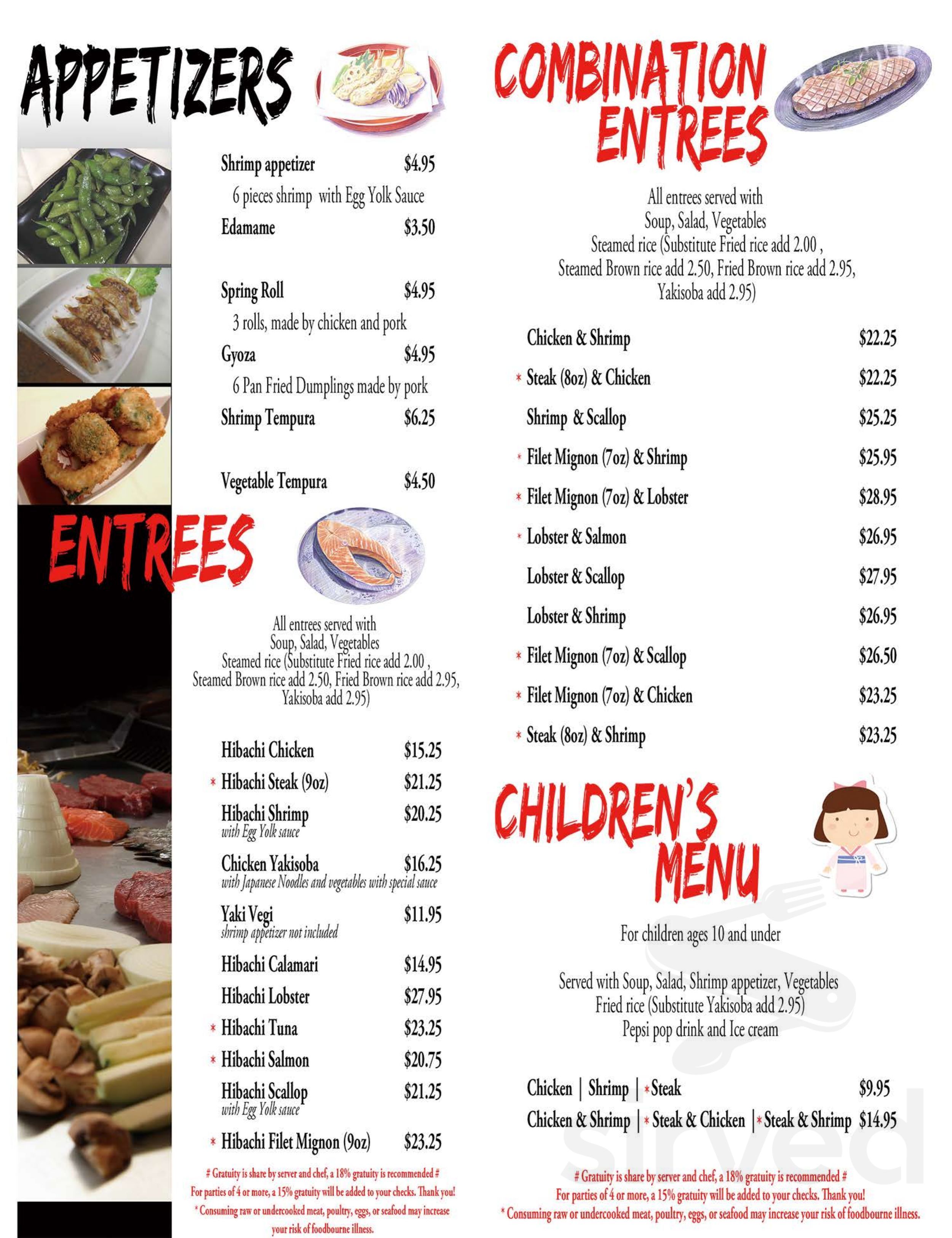 Sakura menus in Columbus, Ohio, United States
