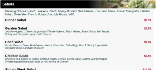 Menu for Texas Great Country Café & Pie Pantry in Whitney, TX | Sirved