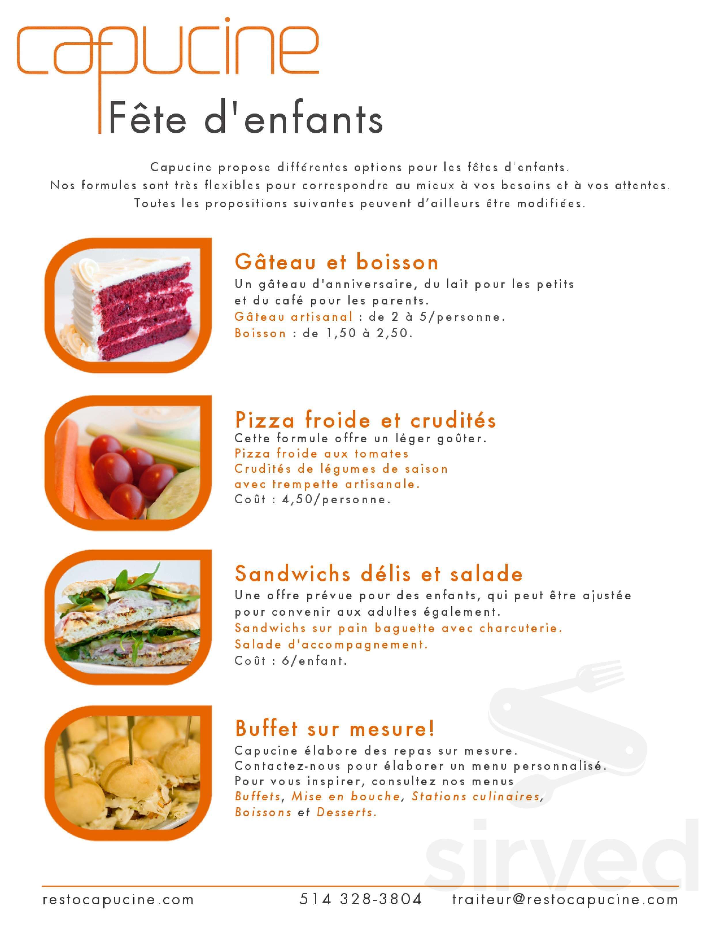 Resto Capucine Menu In Montreal Quebec Canada