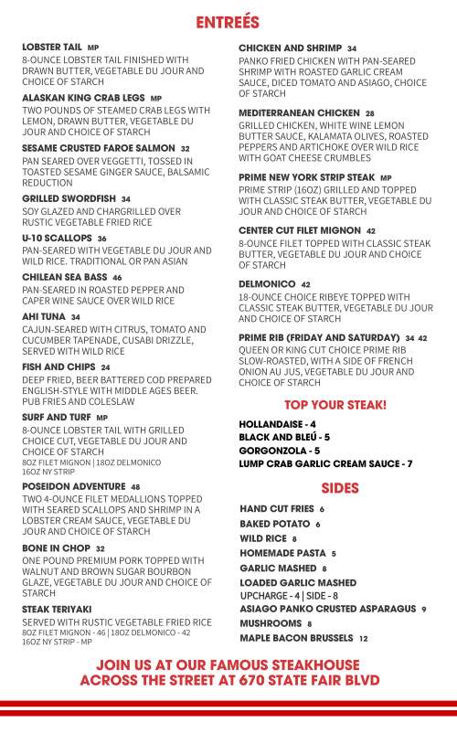 Daniella's Fresh Seafood and Pasta House menu in Syracuse, New York, USA