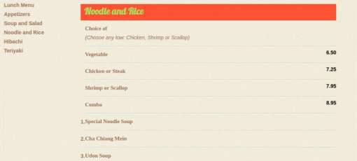 Menu for SoHo Hibachi in Rome, GA | Sirved