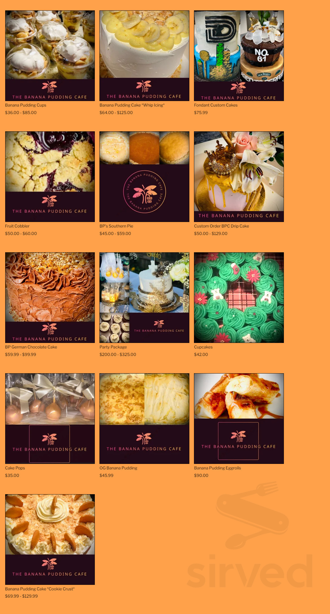 The Banana Pudding Cake menu in Dallas, Texas, USA