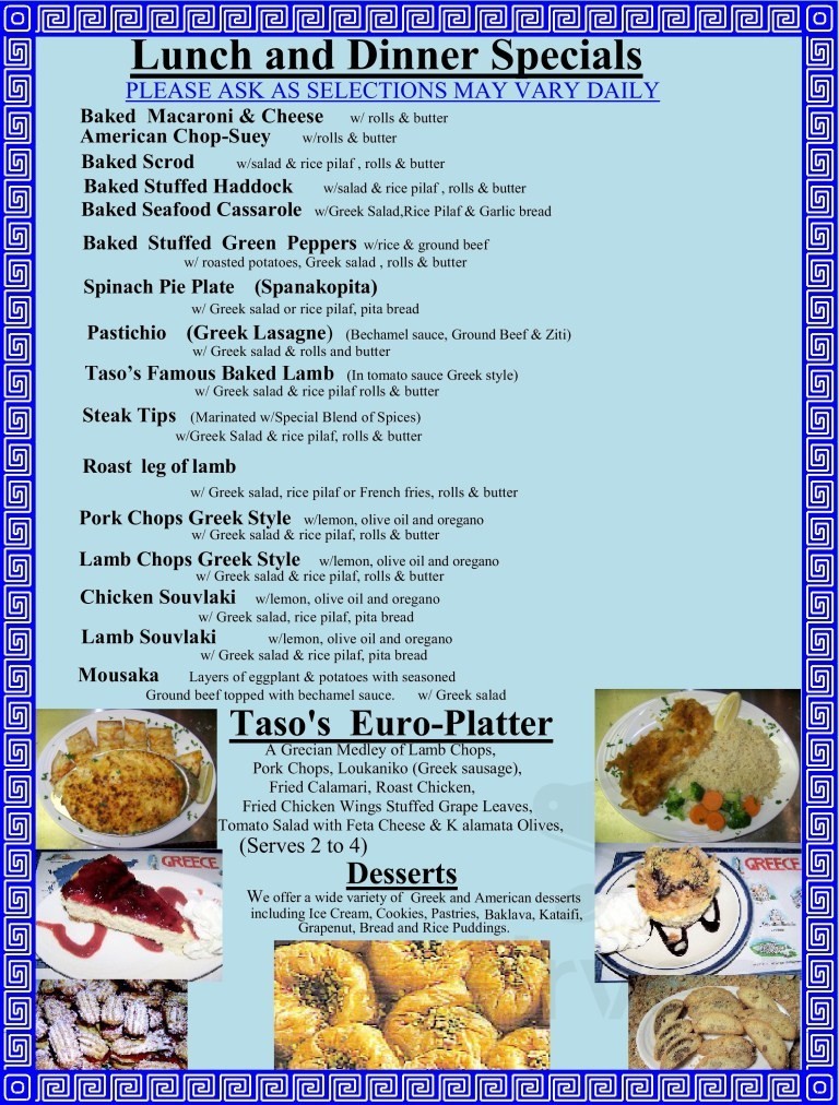 Taso s Euro Cafe Menus In Norwood Massachusetts United States taso-s-euro-cafe-menus-in-norwood-massachusetts-united-states