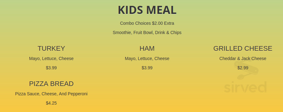 Banana Boy All Natural Juice Bar & Deli kids menu in Murrieta, California
