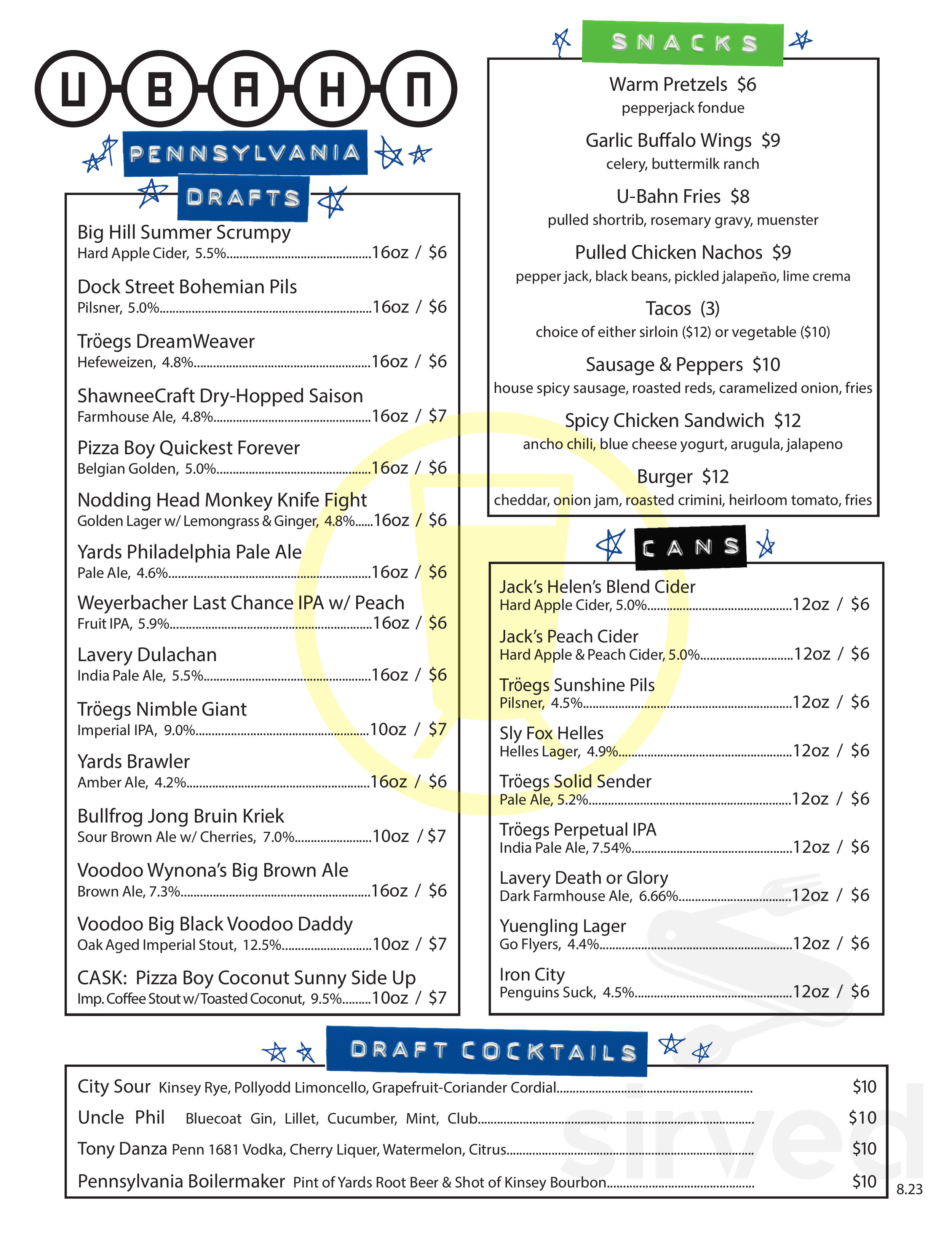 Ubph Menu Menu for U-Bahn in Philadelphia, PA | Sirved