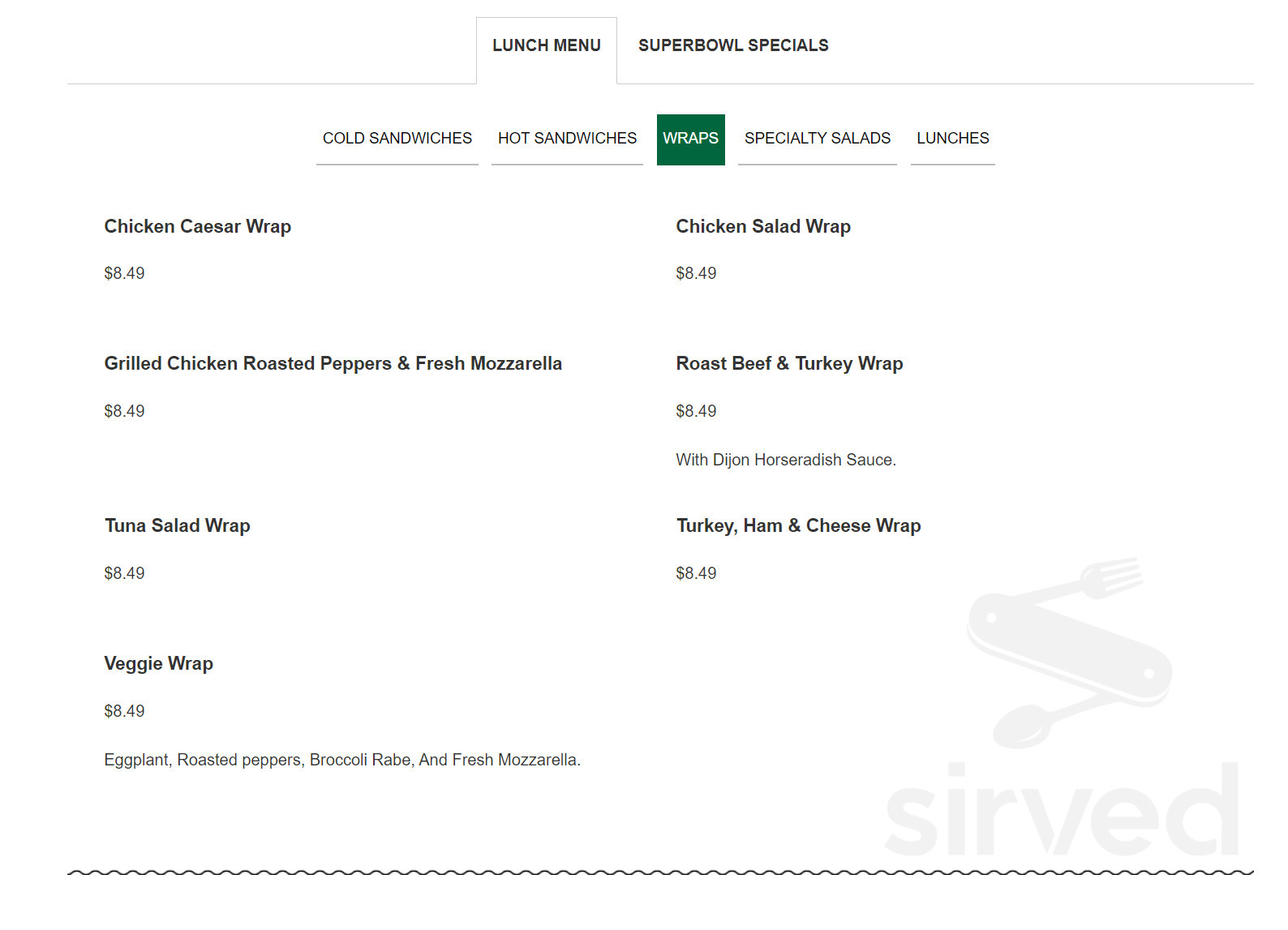 Sapore Ravioli &amp; Cheese Inc menu in Middlesex, New Jersey, USA