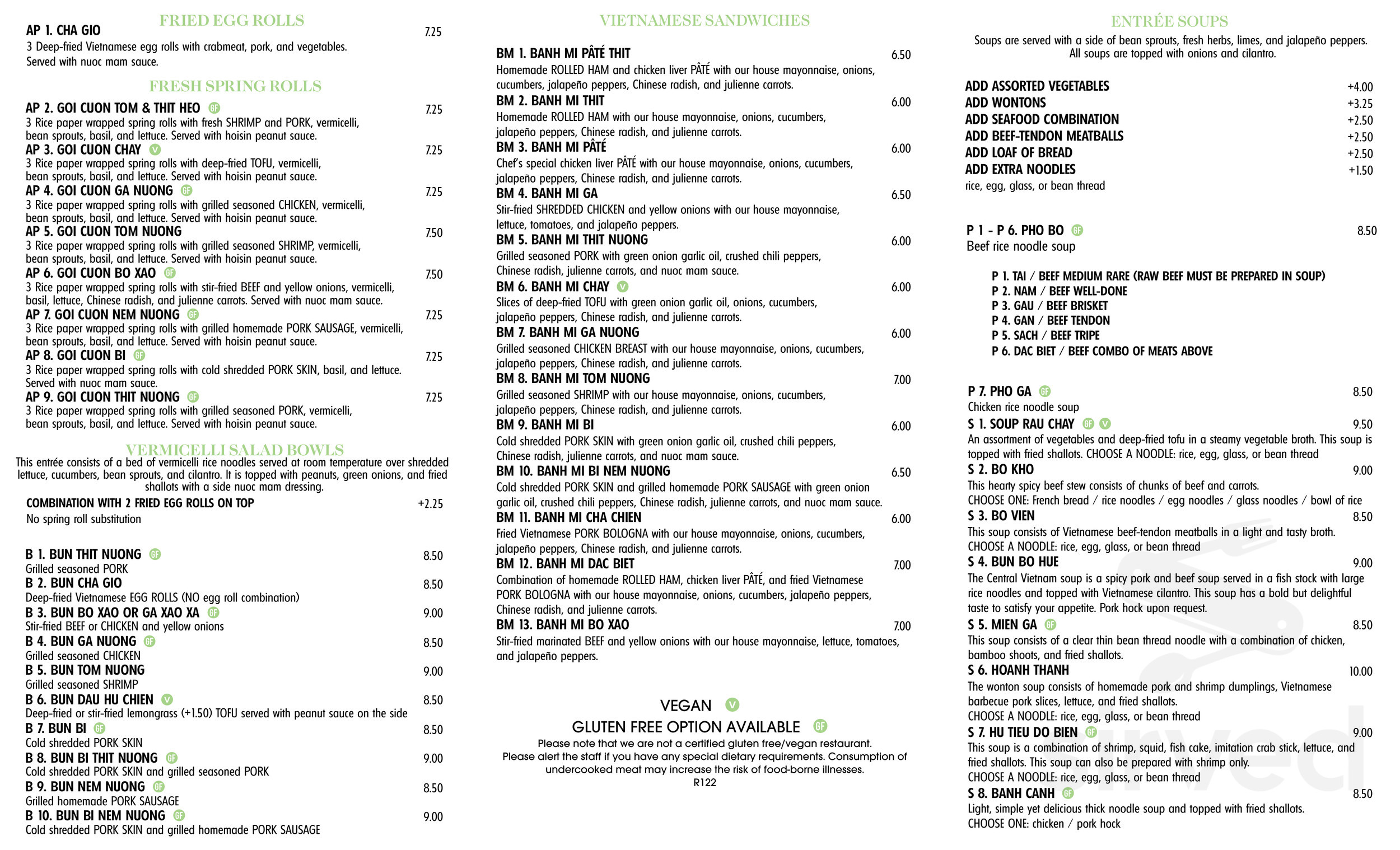 SPROUT of Rice & Noodles Vietnamese Eatery menu in Lancaster
