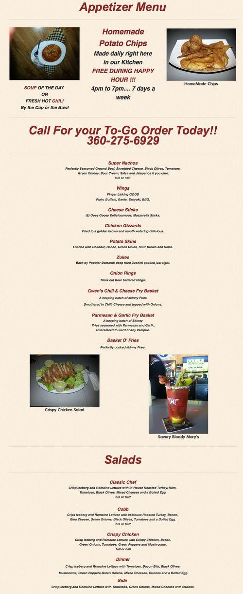 Casey's Bar and Grille menu in Belfair, Washington, USA