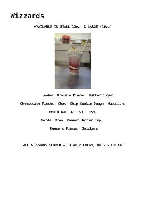 The Ice Cream Shoppe Skowhegan (Donna's) menu in Skowhegan, Maine, USA