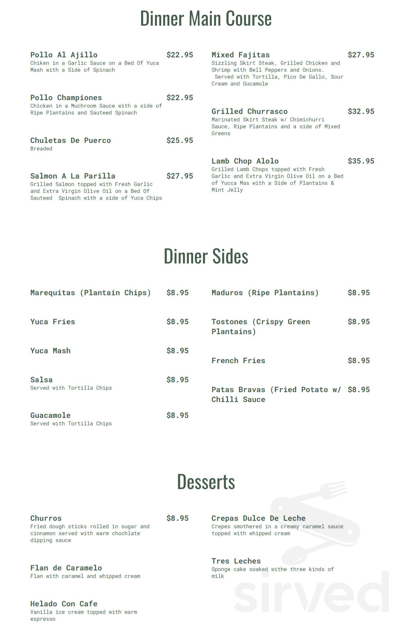 Menu - Queens NY's Sangarita's Tapas Wine | Sirved