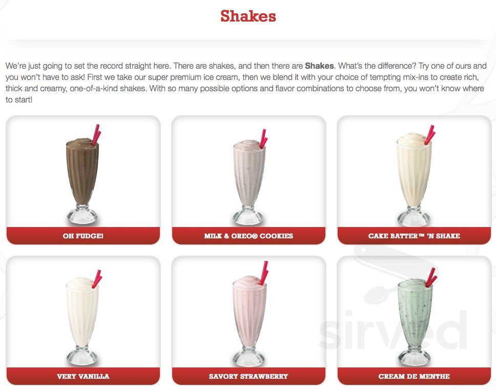 Cold Stone Creamery dessert menu in San Marcos, California
