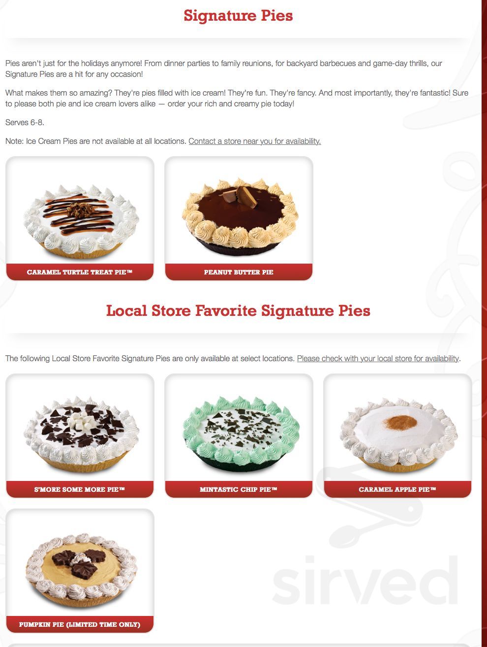 Cold Stone Creamery dessert menu in San Marcos, California
