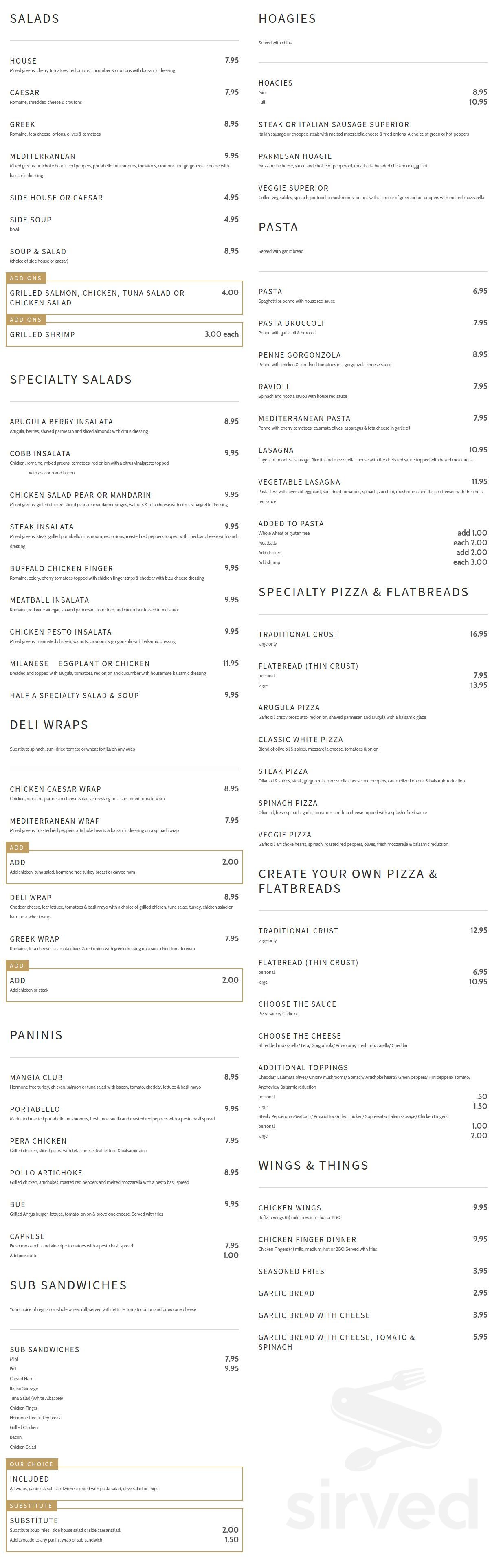Mangia Ristorante & Caffe' menu in Orchard Park, New York, USA