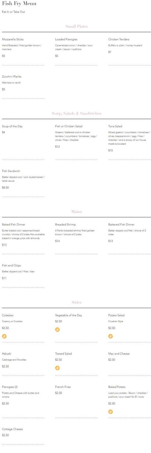 Aliquippa Croatian Center menu in Aliquippa, Pennsylvania, USA