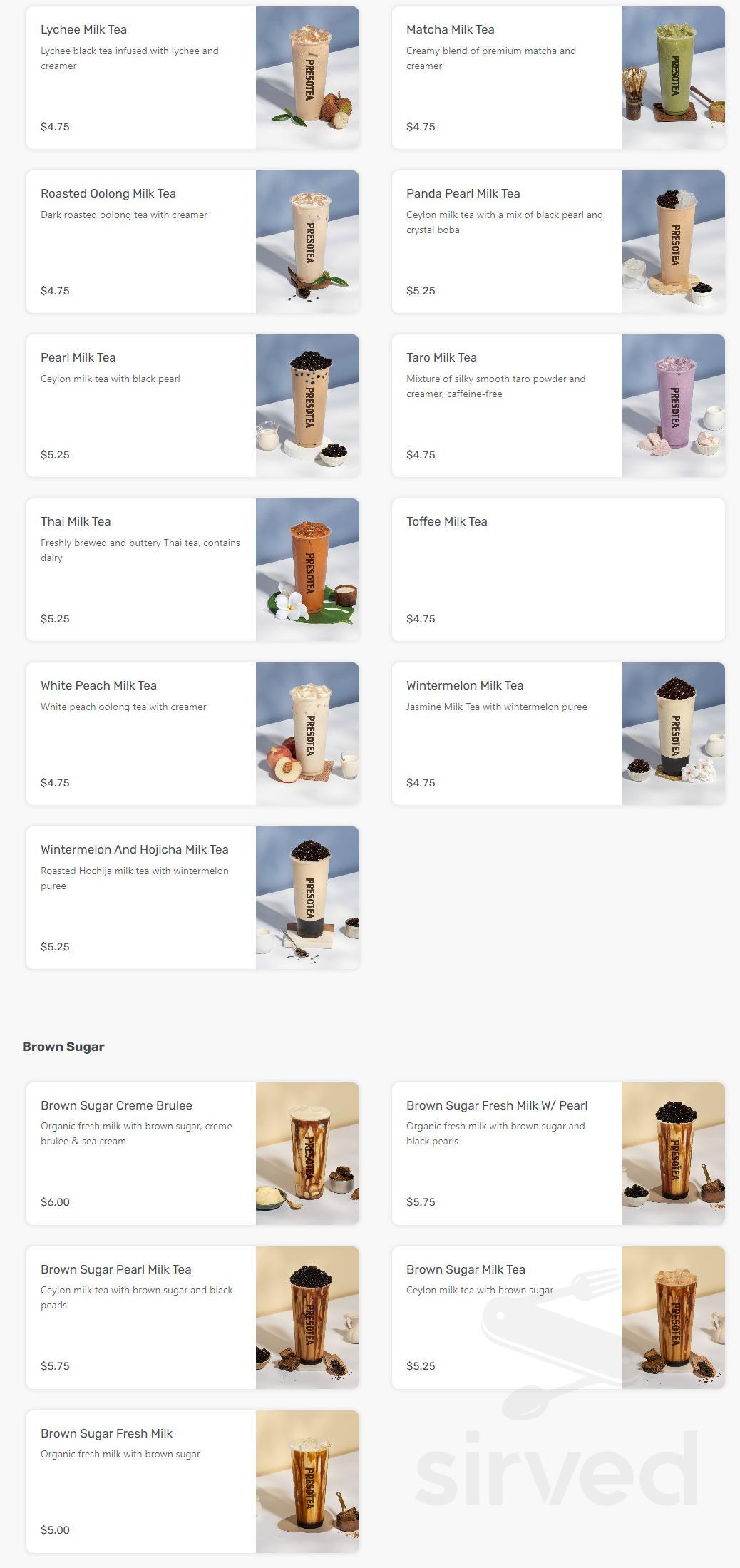 PRESOTEA HASTINGS menu in Hastings, Nebraska, USA