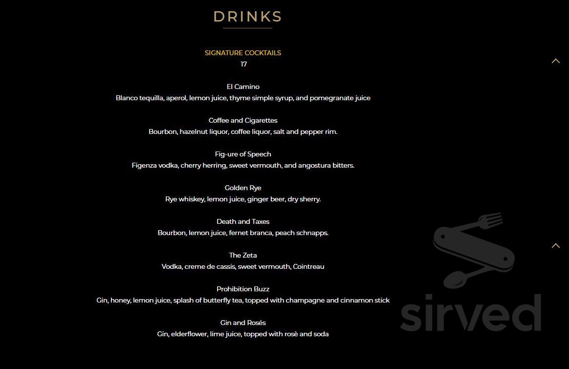 Hudson Prime Steakhouse menu in Irvington, New York, USA